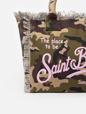 Vanity-Einkaufstasche aus Baumwollcanvas mit Camouflage-Print