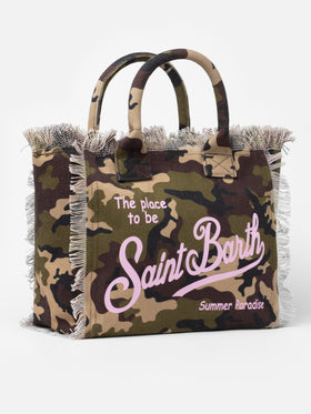 Vanity-Einkaufstasche aus Baumwollcanvas mit Camouflage-Print