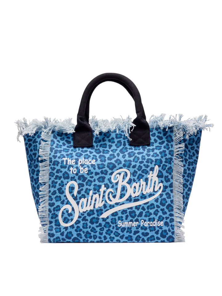 Vanity-Einkaufstasche aus Baumwollcanvas mit Animalier-Print