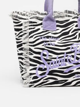 Cotton canvas Vanity tote bag with zebra print - MC2 Saint Barth