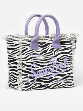 Cotton canvas Vanity tote bag with zebra print - MC2 Saint Barth