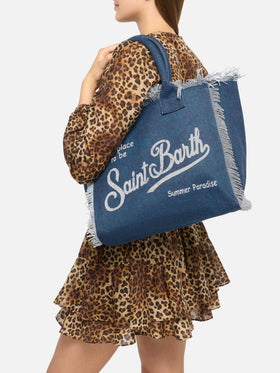 Vanity-Einkaufstasche aus Indigo-Baumwollcanvas