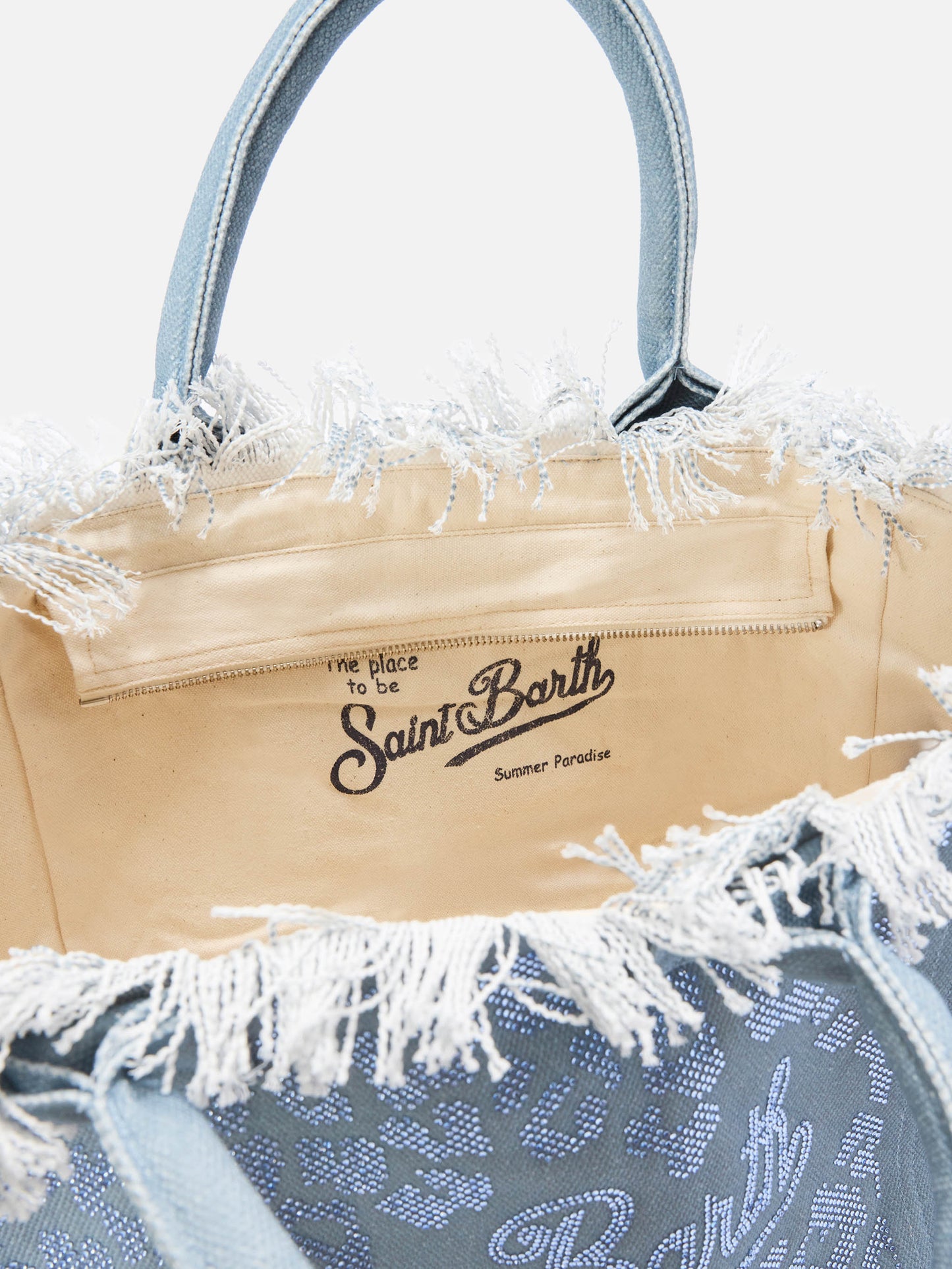 Blaue Regular Vanity Canvas-Tasche im Leopardenprint mit Strasssteinen 