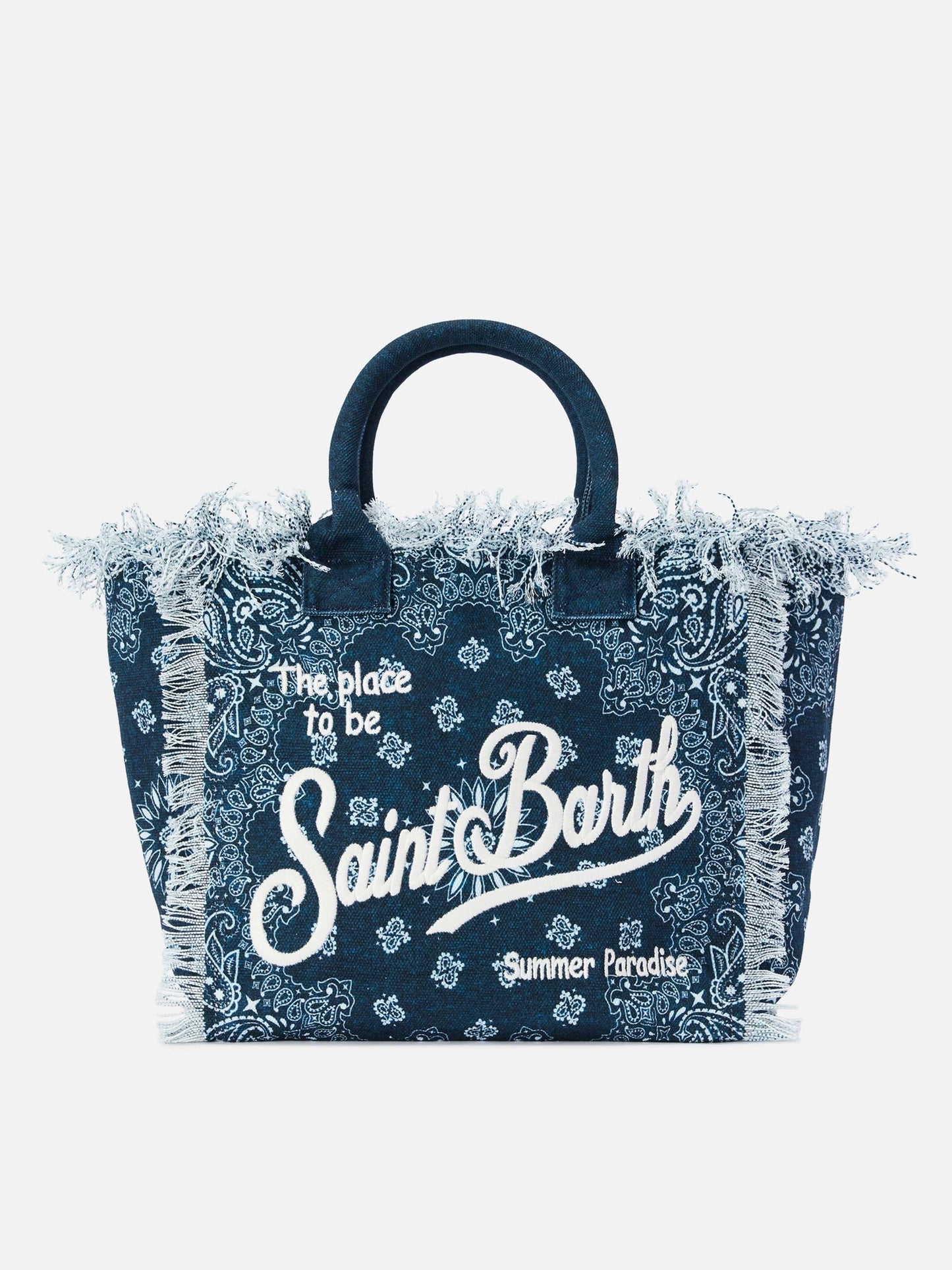 Bolso Vanity regular de lona azul claro con estampado bandana 