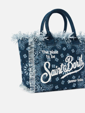 Bolso Vanity regular de lona azul claro con estampado bandana 