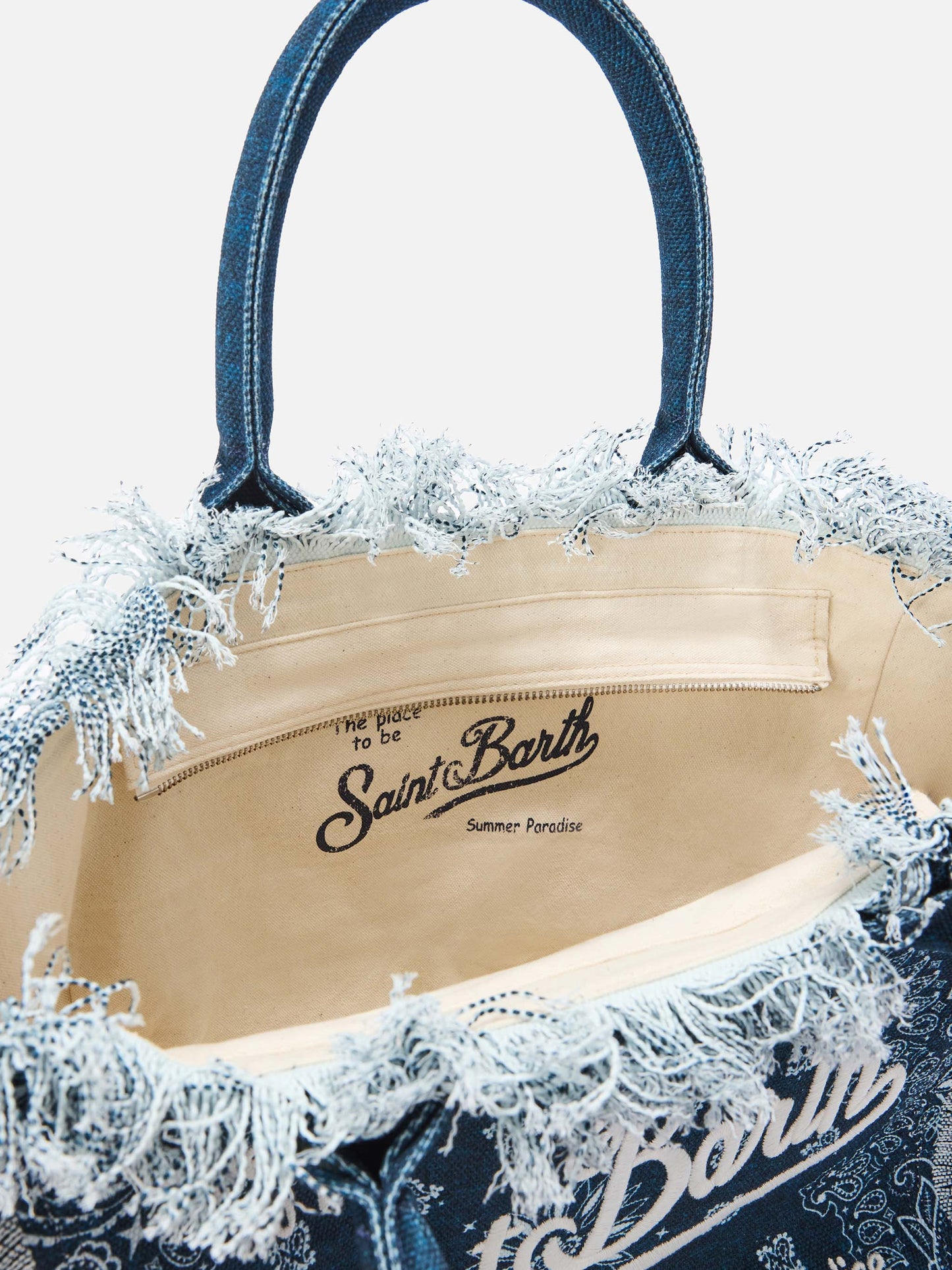 Bolso Vanity regular de lona azul claro con estampado bandana 