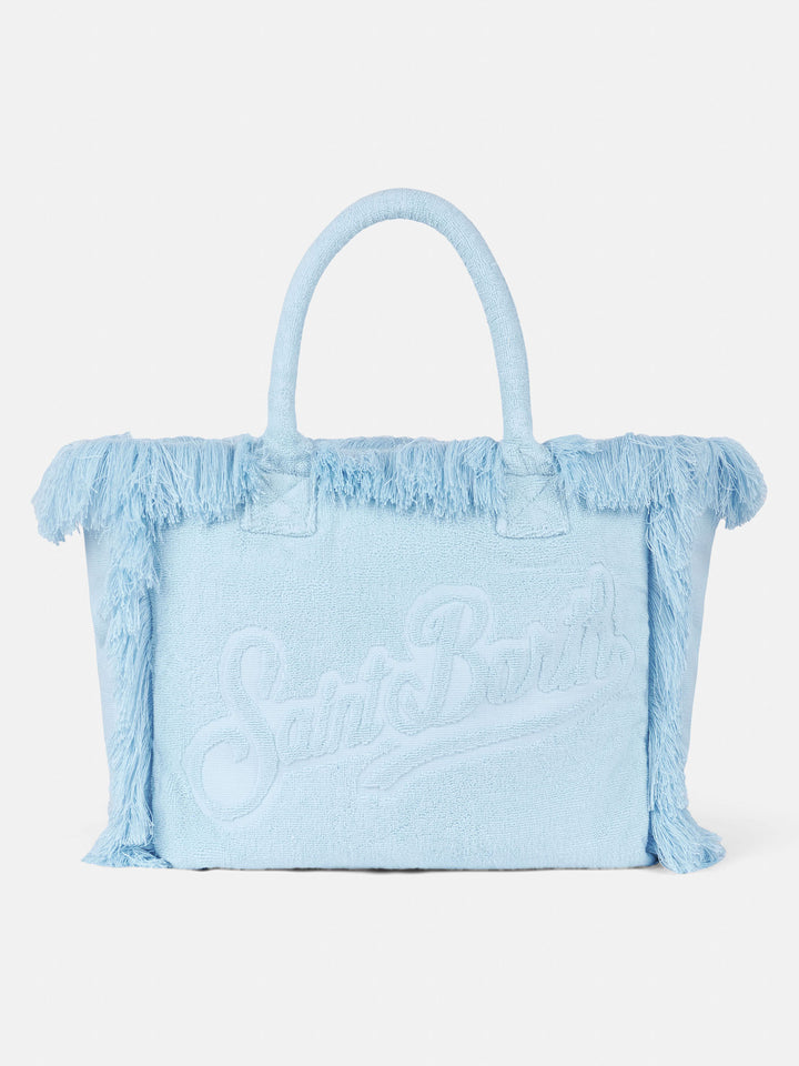 Hellblaue Einkaufstasche Vanity Terry mit geprägtem Logo