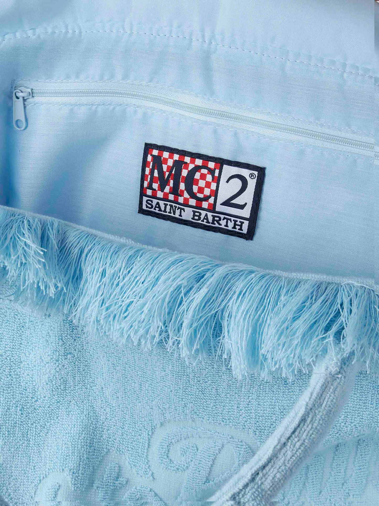 Vanity Terry light blue tote bag with embossed logo - MC2 Saint Barth