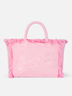 Vanity Terry pinkfarbene Tote Bag mit geprägtem Logo 