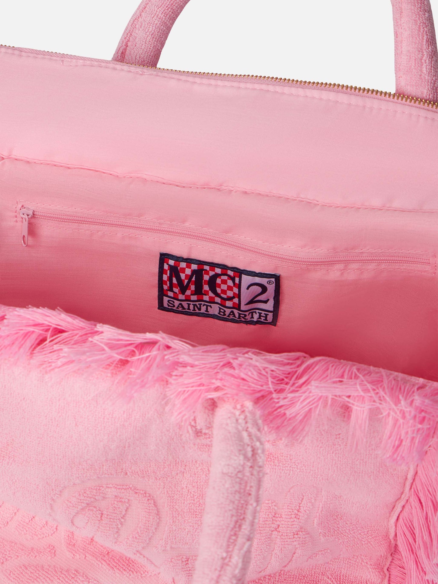 Vanity Terry pinkfarbene Tote Bag mit geprägtem Logo 