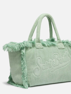 Borsa Vanity regular in tessuto effetto spugna verde menta tinta unita
