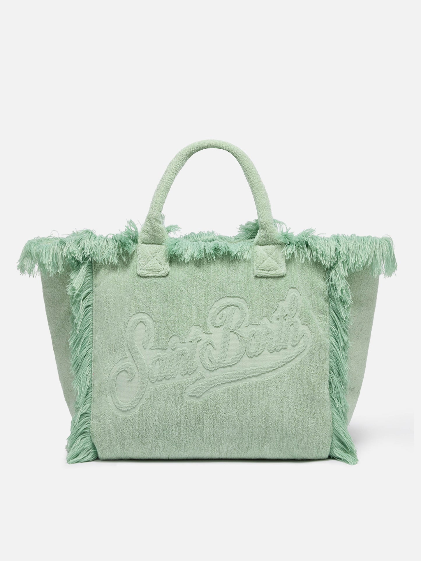 Borsa Vanity regular in tessuto effetto spugna verde menta tinta unita
