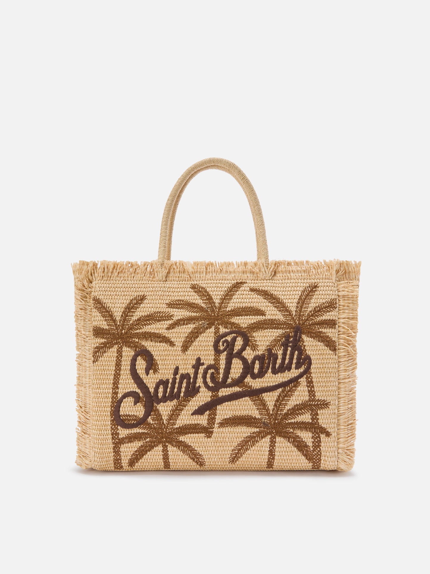 Sac Vanity Regular effet paille avec broderie palmier 