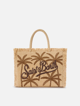 Sac Vanity Regular effet paille avec broderie palmier 