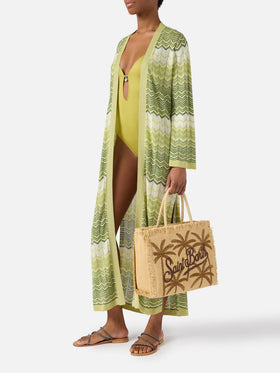 Sac Vanity Regular effet paille avec broderie palmier 