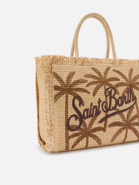 Sac Vanity Regular effet paille avec broderie palmier 