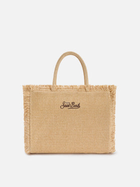 Sac Vanity Regular effet paille avec broderie palmier 