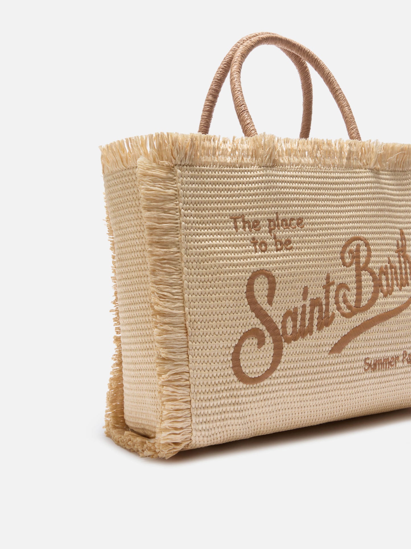 Borsa Vanity regular effetto paglia con logo ricamato