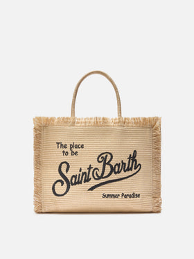 Bolso Regular Vanity efecto paja con logo bordado en contraste 