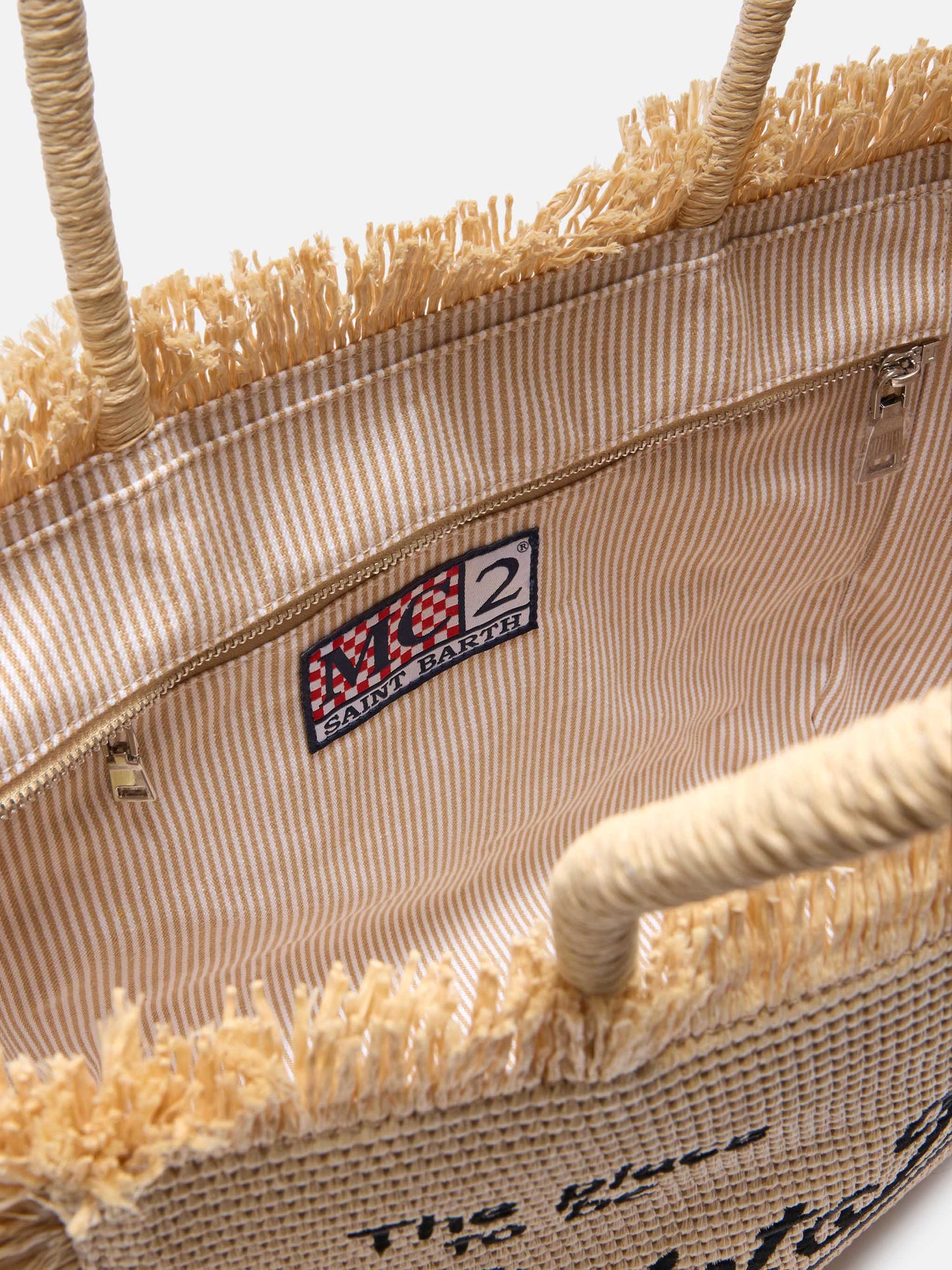 Bolso Regular Vanity efecto paja con logo bordado en contraste 