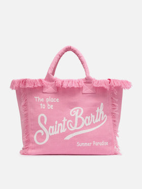 Vanity pinkfarbene Schultertasche aus 100 % Leinen