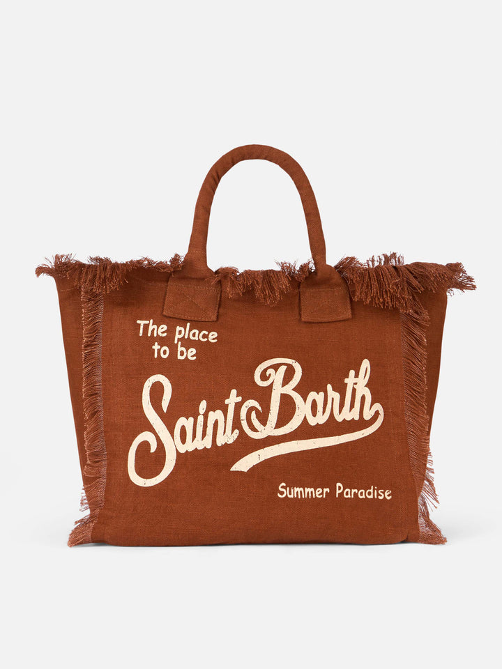 Vanity brown 100% LINEN shoulder bag