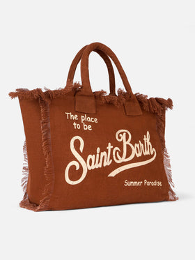 Vanity braune Schultertasche aus 100 % Leinen