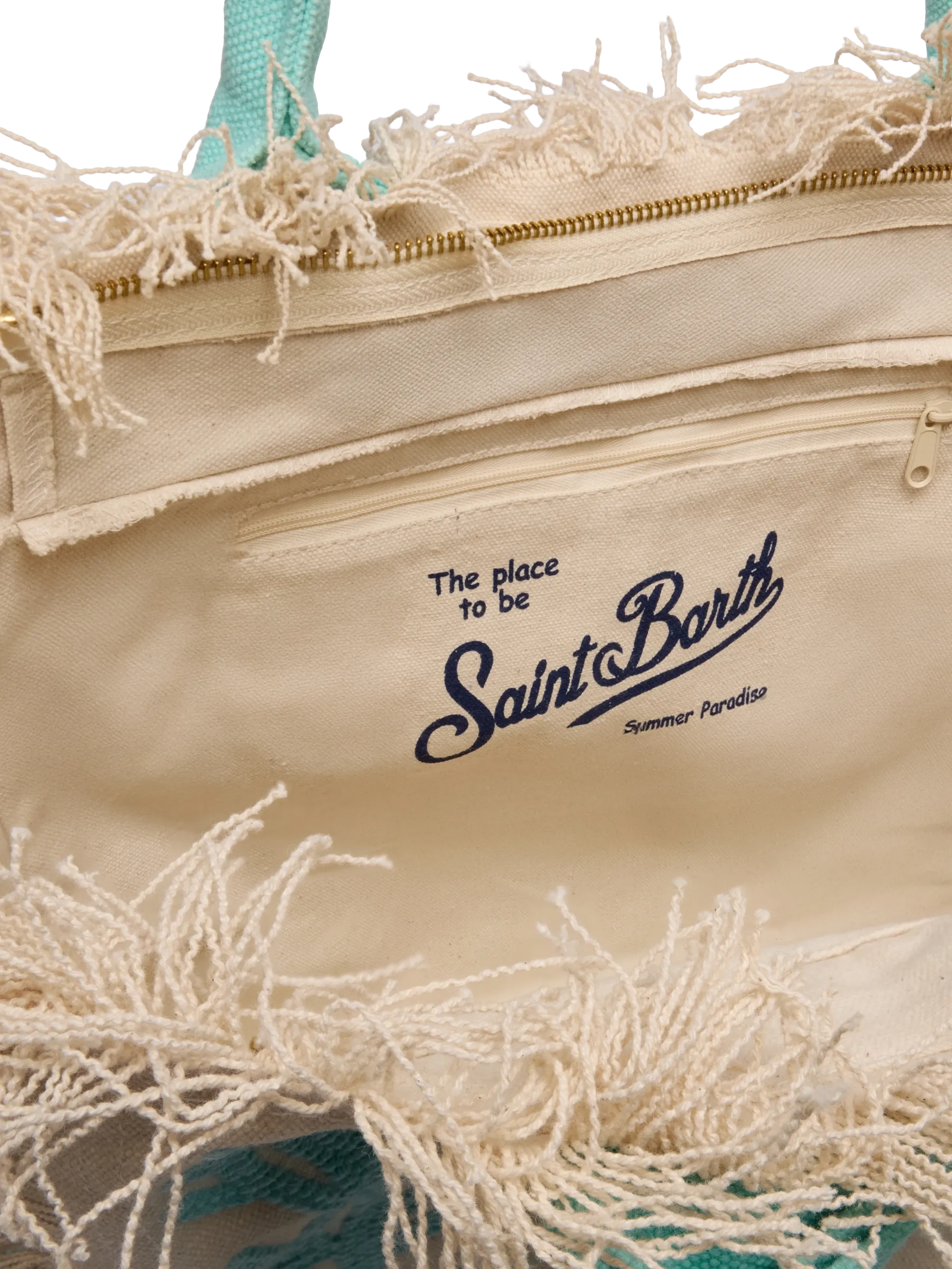 Vanity Rug white and water green cotton tote bag - MC2 Saint Barth