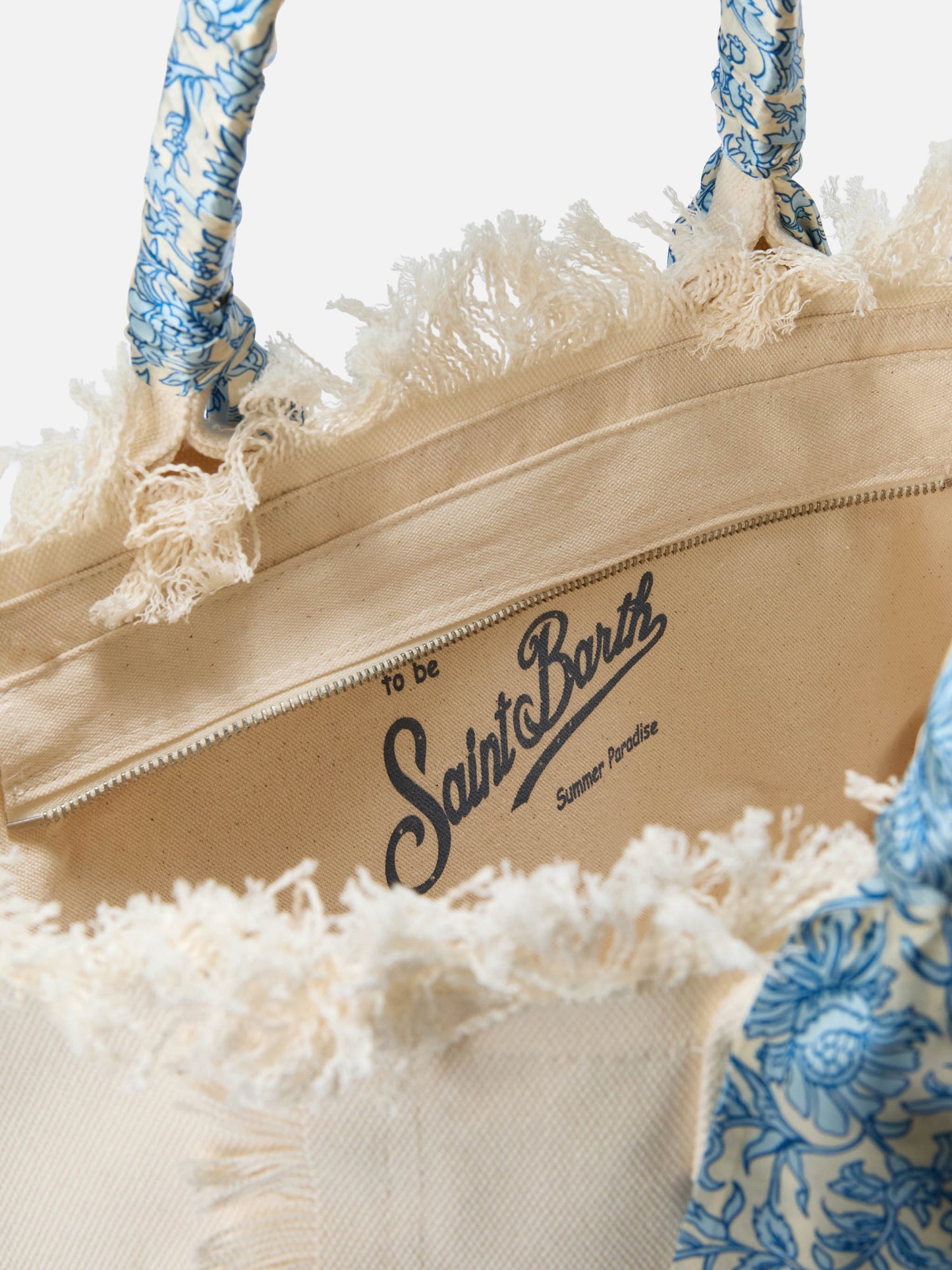 White canvas Vanity regular bag with removable twill