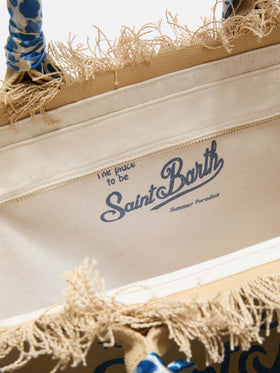 Bolso Vanity regular en lona beige con twill extraíble 