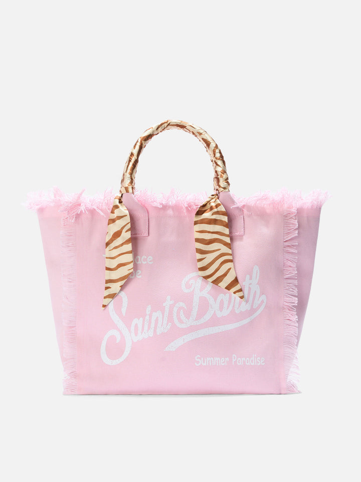 Pink Canvas Vanity regular bag with removable twill