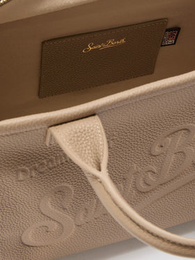 Bolso de hombro Vanity Bag Midi en piel martillada color avellana 
