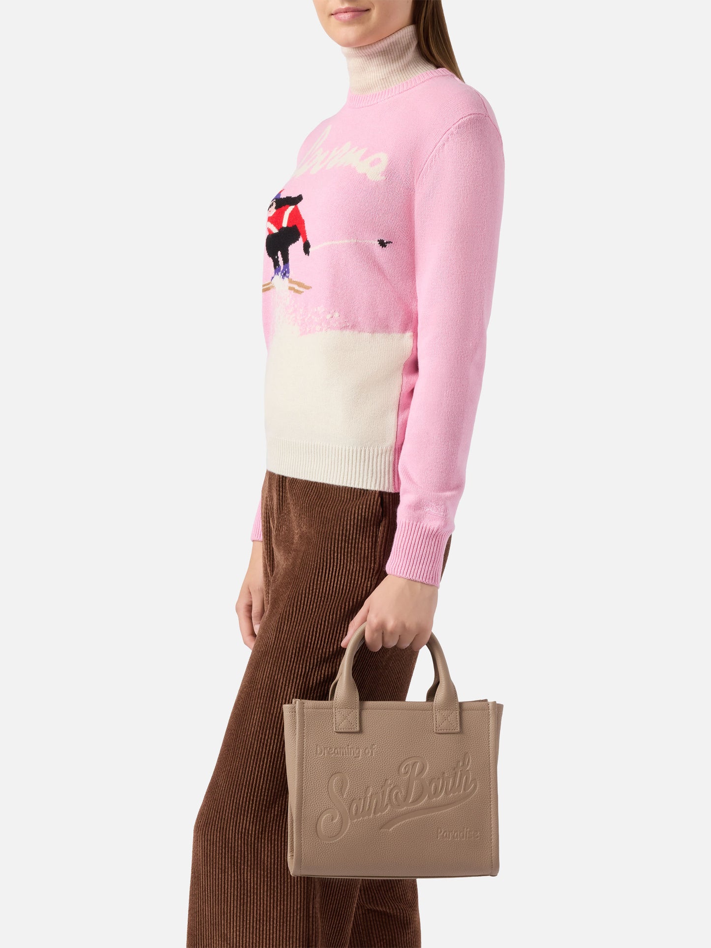 Bolso de hombro Vanity Bag Midi en piel martillada color avellana 