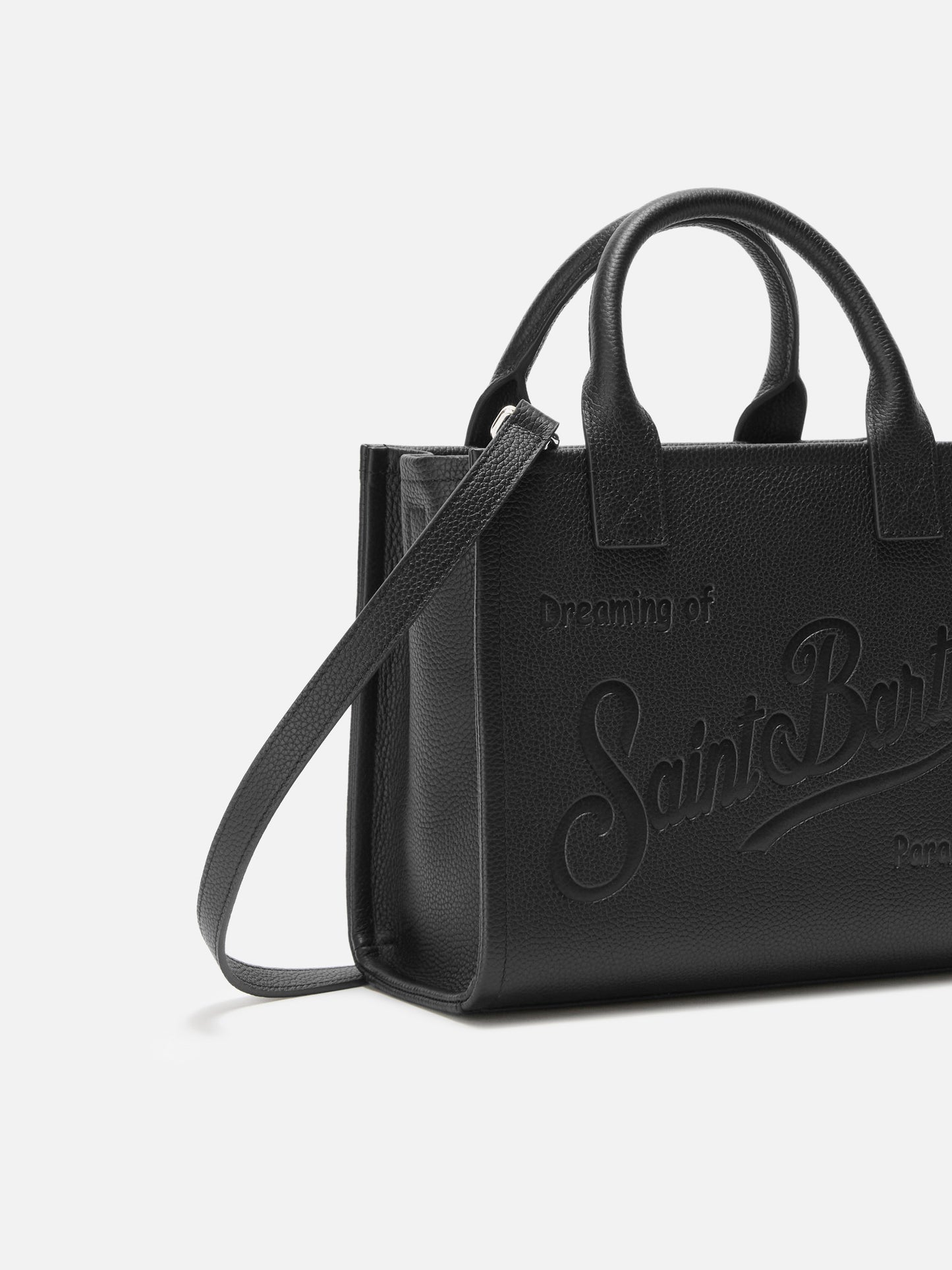 Bolso de hombro Vanity Bag Midi en piel martillada negra 