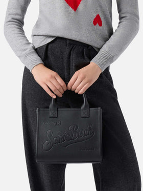 Bolso de hombro Vanity Bag Midi en piel martillada negra 