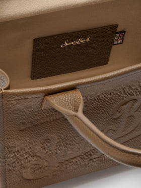 Vanity Bag Midi Shoulder Bag en piel martillada marrón 