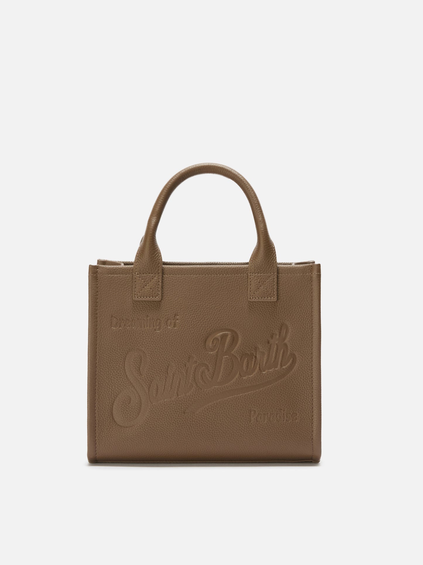 Vanity Bag Midi Shoulder Bag en piel martillada marrón 