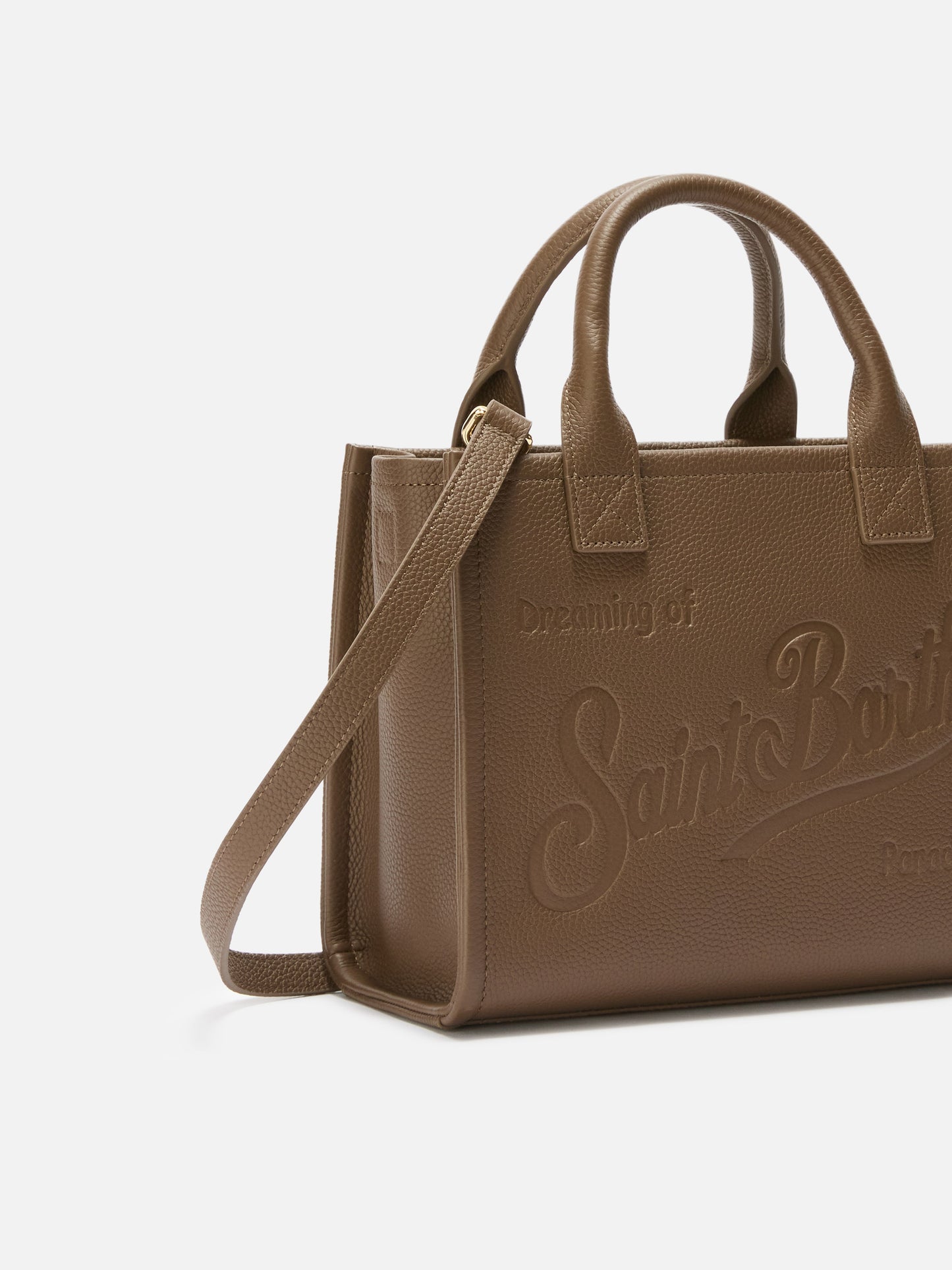 Vanity Bag Midi Shoulder Bag en piel martillada marrón 