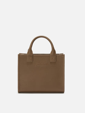 Vanity Bag Midi Shoulder Bag en piel martillada marrón 