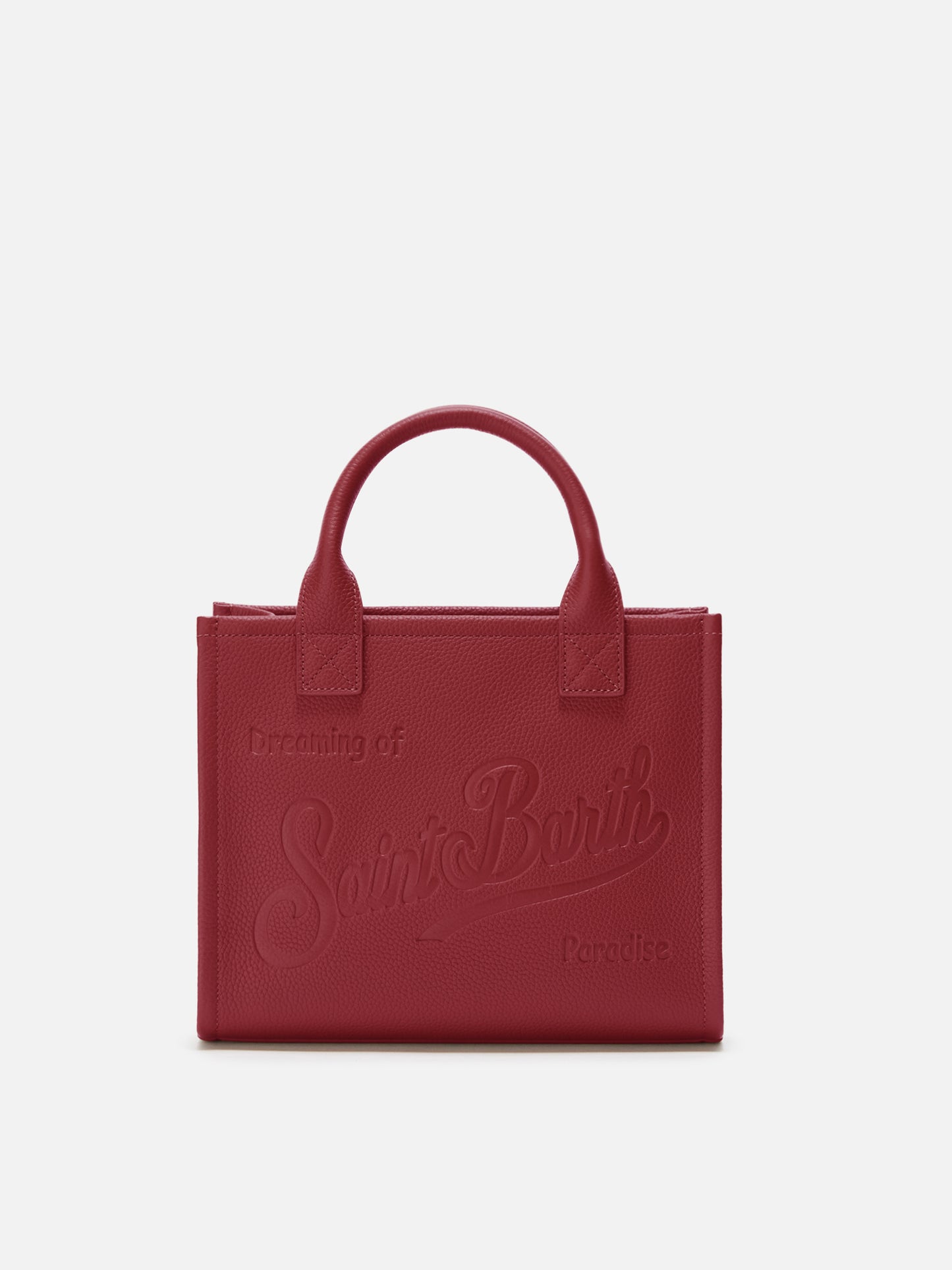 Vanity Bag Midi Schultertasche aus burgunderrotem, gehämmertem Leder