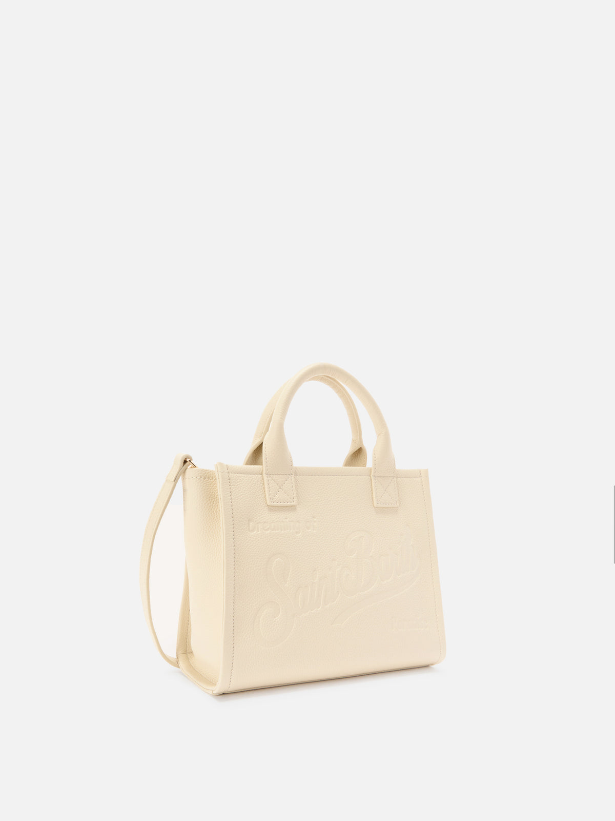 Sac Vanity medium en cuir grainé ivoire 