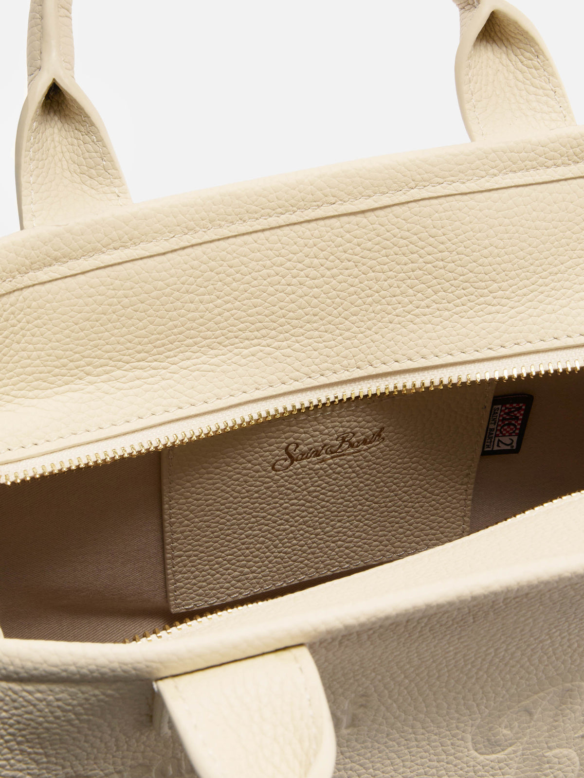 Sac Vanity medium en cuir grainé ivoire 