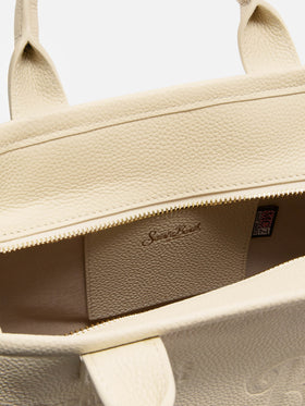 Sac Vanity medium en cuir grainé ivoire 