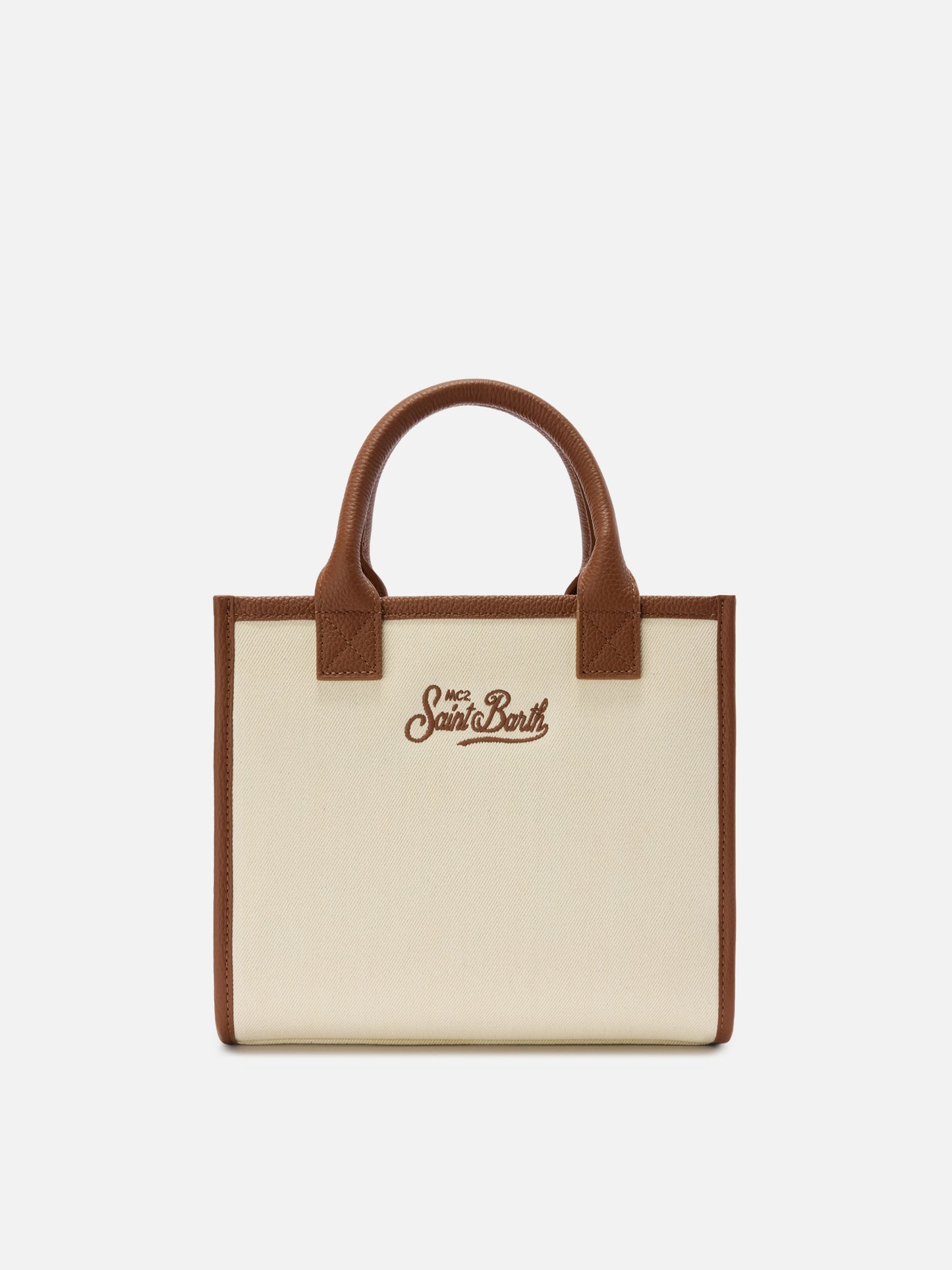 Bolso Vanity mediano de lona y piel granulada 