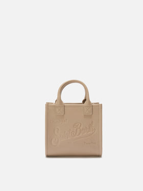 Vanity Bag Mini-Schultertasche aus haselnussbraunem, gehämmertem Leder