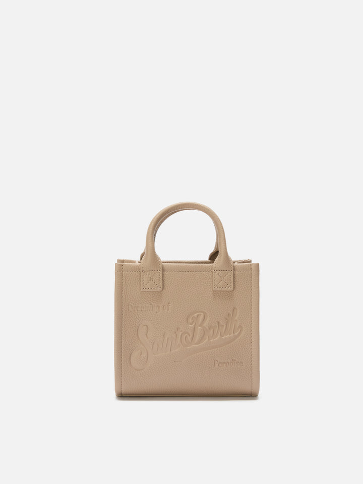 Vanity Bag Mini-Schultertasche aus haselnussbraunem, gehämmertem Leder