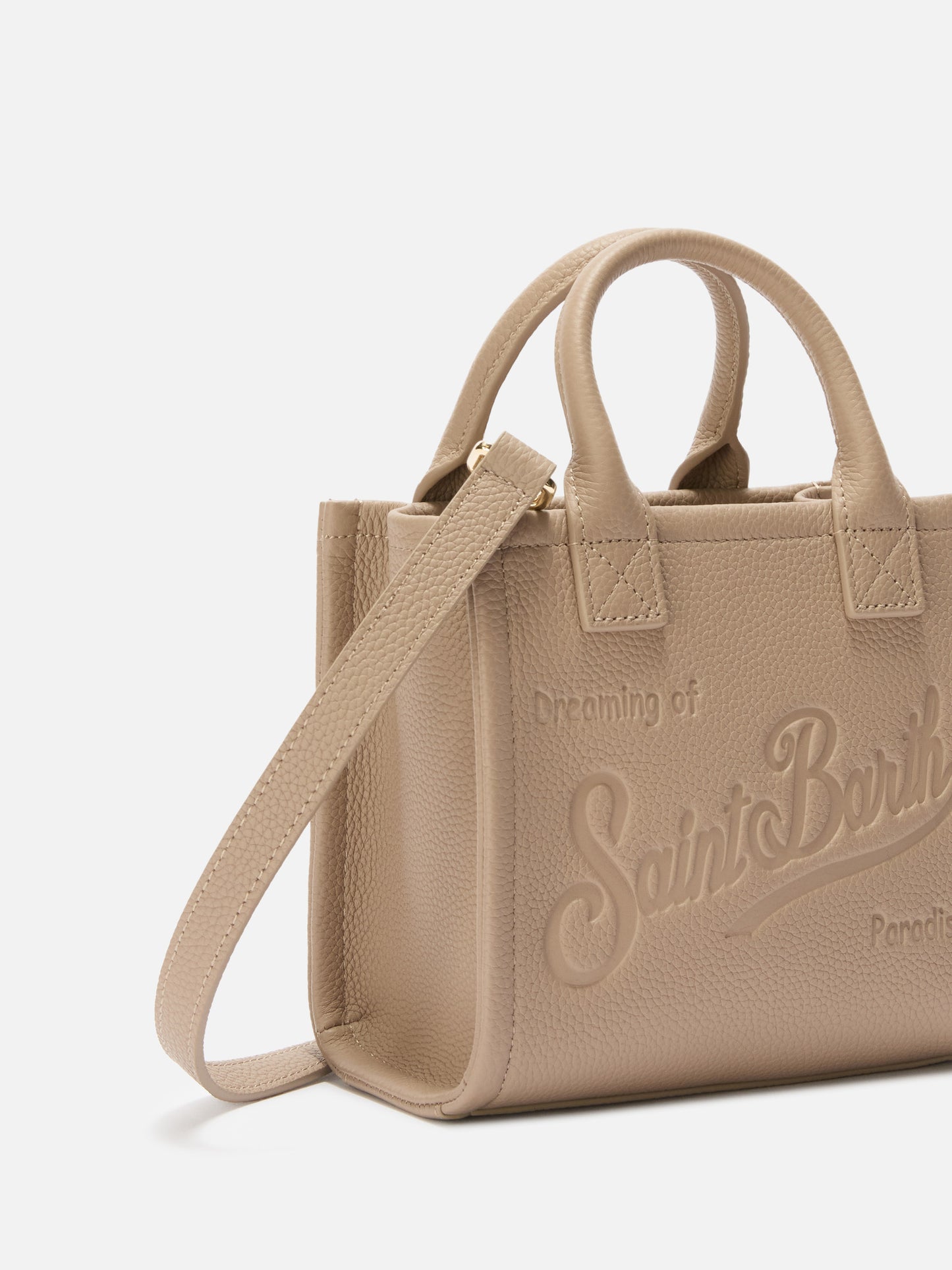 Vanity Bag Mini-Schultertasche aus haselnussbraunem, gehämmertem Leder