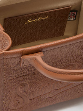 Vanity Bag Mini-Schultertasche aus gehämmertem Kamelleder