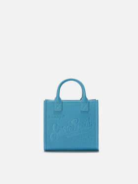 Borsa a spalla Vanity Bag Mini in pelle martellata ottanio