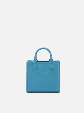 Borsa a spalla Vanity Bag Mini in pelle martellata ottanio